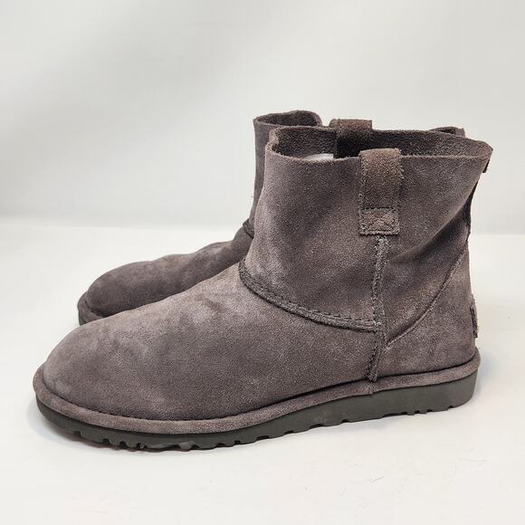 Ugg Women Classic Unlined Mini Boot Size 8 Gray Suede Ankle Bootie Slip On Shoes - Picture 4 of 9